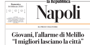 Giovani, l’allarme di Melillo “I migliori lasciano la città” (articolo pubblicato su La Repubblica)